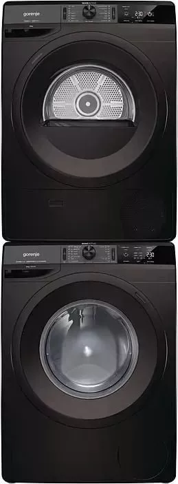Стиральная машина Gorenje WEI843B, черная и сушильная машина Gorenje DE82ILB/G